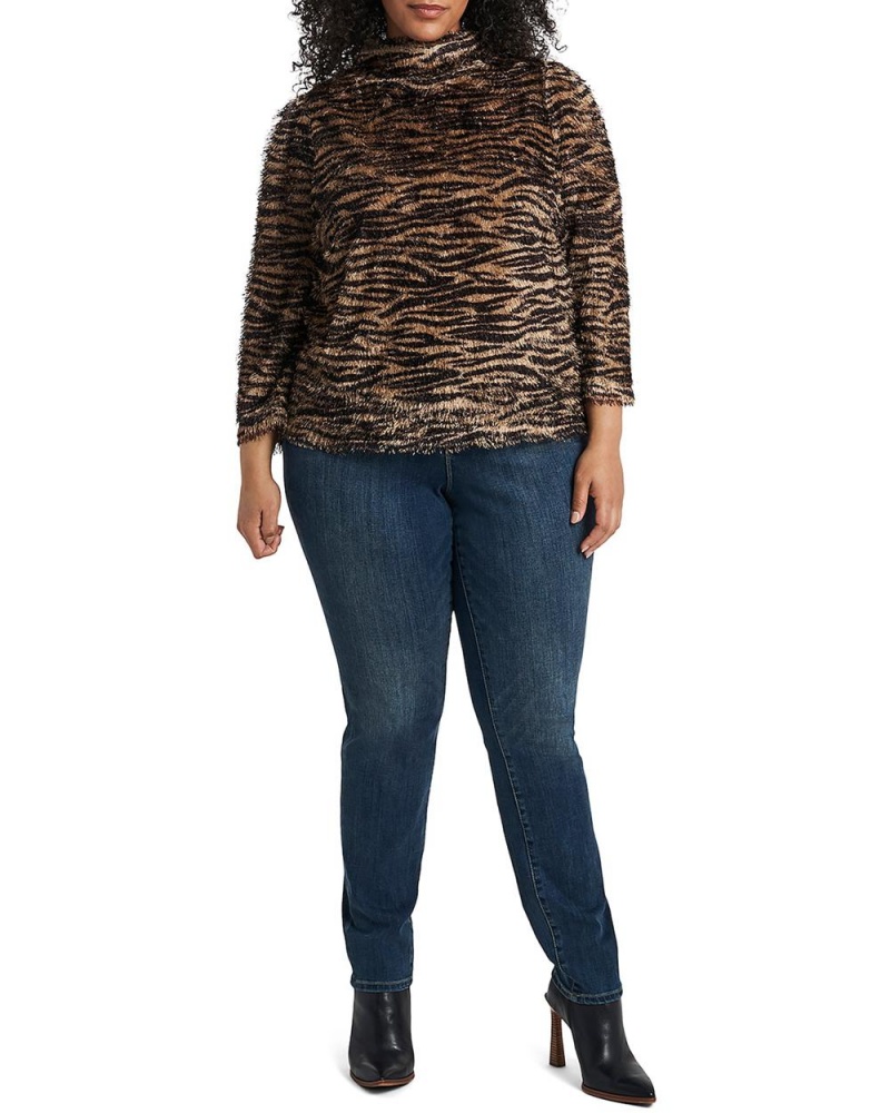 Vince Camuto Zebra-Print Eyelash (Plus Size) Topy Damske Čierne | LGOP-58439