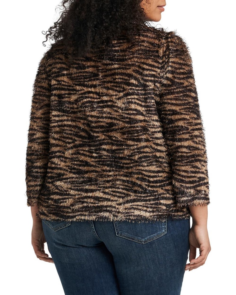 Vince Camuto Zebra-Print Eyelash (Plus Size) Topy Damske Čierne | LGOP-58439